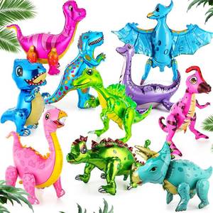 lot 72723 image: 10 Pcs Giant 3D Dinosaur Balloons for Birthday Party Decorations (20-35) Cute Self-standing Dino Balloons Inflatable Foil Balloon for Jungle Theme, Jurassic Theme, Baby Shower Supplies - Retail $27