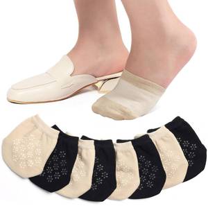 lot 72741 image: Toes Home Toe Toppers No Show Liner Half Socks for Women Seamless Grip Non Slip Hidden Toe Covers for Mules Invisible Footies 8 Pairs - Retail $12
