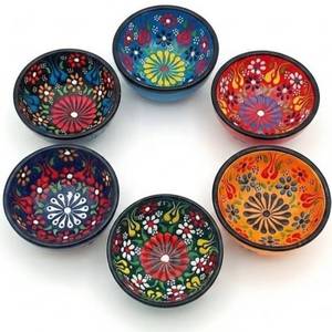 lot 72775 image: Turkish Ceramic Pinch Bowls Set of 6 �� Small Dipping Bowls for Charcuterie Boards, Appetizers, Snacks & Sauces -Handcrafted Turkish Bowl for Serving, Decor & Gifts (3.2) - Retail $26