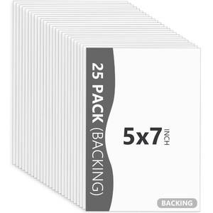 lot 72784 image: 25 Pack Backing Boards Only - 5x7 Uncut White Mats Matboards, Acid Free Backerboards for Art Prints, Ideal for PhotosPicturesPrintsFramesArts - Retail $13