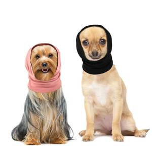 lot 72791 image: 2 Pcs Dog Ear Muffs Dog Calming Ear Cover Anxiety Relief Cover Face Neck Warmer Quiet Head Sleeves for Noise Bathing Grooming Drying(Small,Black, Pink) - Retail $10