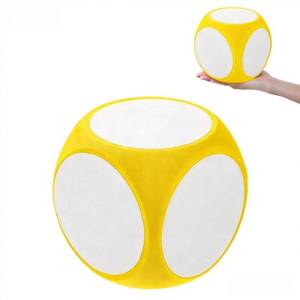 lot 72793 image: Dry Erase Foam Dice, Large DIY Blank Jumbo Writing Cube for Classroom Math Teaching, Big Oversized Block for Kids Educational Games, Party, Yellow - Retail $11
