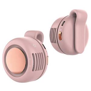 lot 72794 image: Portable Silent Clip On Bladeless Fan, Rechargeable Wearable Fan - Hands-Free Waist & Neck Cooling, 3 Speeds, 6H Runtime, USB-C Fast Charge (Pink) - Retail $16