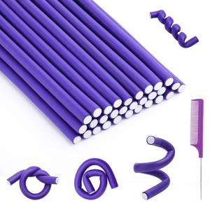 lot 72795 image: 30Pcs Small Foam Hair Curlers, 9.45 Length x 0.47 Diameter, No-Heat Flexible Curling Rods for Short, Medium and Long Hair - Retail $8