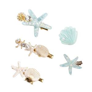 lot 72807 image: Shell Pearl Starfish Hair Clip Set Princess Hair Clips for Women Girls - Retail $10