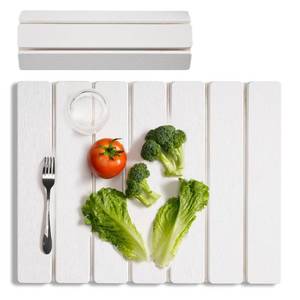 lot 72817 image: Stone Drying Mat for Kitchen Counter, 15.7x11.8 Foldable Diatomaceous Earth Mat, Super Absorbent, Quick-Dry Bath & Kitchen Pad for Dishes, Cups, Bottles, Non-Slip, Fits Any Countertop - White - Retail $20