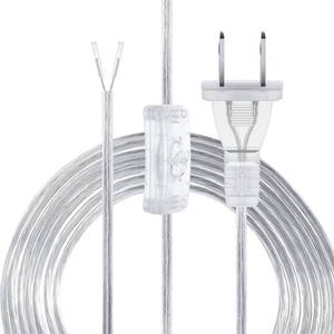 lot 72826 image: Lamp Cord with Switch Replacement Lamp Cord 18AWG SPT-2 Replacement Silver Power Transparent with Plug for Table Floor Lighting Fixture(Clear Sliver,25ft) - Retail $17