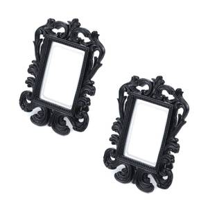lot 72827 image: 2 Pieces Vintage Resin Baroque Picture Frame Antique Photo Rectangle Wall Hanging Table Top Jewelry Display Christmas Holiday Party Hotel Decor for Wall and Table Display,4.53�3.35,Black - Retail $10
