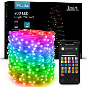 lot 72834 image: Smart Fairy String Lights, 66ft 200 LED WiFi 4th of July Fairy Lights App Control, Dimmable Red White Blue Light Rainbow Christmas Light, Music RGB Xmas Lighting Work with Alexa & Google Home - Retail $36
