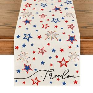 lot 72848 image: Patriotic Freedom Stars Table Runner, 4th of July Memorial Day Holiday Kitchen Dining Table Decor for Indoor Outdoor Home Party Decoration 13 x 36 Inch - Retail $11