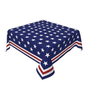 lot 72854 image: 4th of July Tablecloth Square 54x54 Inch Blue Patriotic Star Stripe American Flag Independence Day Memorial Holiday Decorative Table Cloth Farmhouse for Indoor Party Kitchen Dinner Picnic Decor - Retail $17