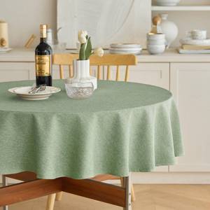 lot 72861 image: Faux Linen Rustic Round Tablecloth for Coffee Table, Decorative Waterproof Outdoor Anti-Scratch Table Cloth Cover for Party, Wedding, Picnics, Patio(Round, 70 Inch(4-6 Seats), Sage Green) - Retail $19