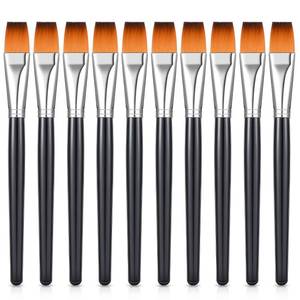 lot 72875 image: 10 Pcs 34 Inch Flat Paint Brushes Acrylic Painting Craft Accessories Small Watercolor Paint Brushes Bulk for Adult Artist Detail Oil Canvas Face(8.1 x 0.9 x 34 Inch,Black) - Retail $10