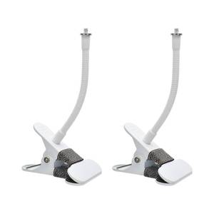 lot 72879 image: Clip Mount for Ring, Blink, Eufy, Google Nest, Wyze, and Arlo Indoor Outdoor Cameras, 15cm Gooseneck Arm, Flexible Adjustment, Strong Clamp, White, 2-Pack - Retail $17