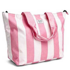 lot 72892 image: Beach Bags Waterproof Sandproof, XL Large Tote Bag with Zipper, Pool Swim Bag for Women, Pink Beige - Retail $24