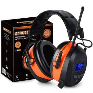 lot 72896 image: Safety Earmuffs with Bluetooth FM Radio for Mowing, NRR 29dB Industrial Ear Hearing Protection Ear Muffs, Noise Cancelling Wireless Headphone -Upgraded LCD Display, Rechargeable BL-5B Battery - Retail $70