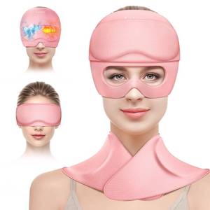 lot 72903 image: Migraine Relief Cap and Neck Ice Pack Wrap with Ice Eye Masks,3 in 1 Detachable Hot and Cold Therapy Headache Relief Cap for Headaches, Stiff Neck,Eye Fatigue, Tension and Pain Pink - Retail $28