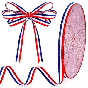 lot 72913 image: Red White Blue Striped Grosgrain Ribbon Use for Memorial Day Gift Wrapping, Party Decoration, DIY Crafting and Sewing (38 Inch x 50 Yard, Red, White, Blue) - Retail $10