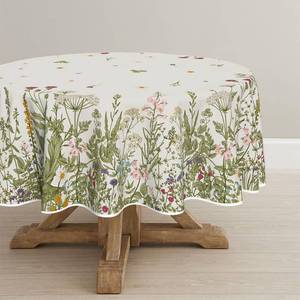 lot 72914 image: Spring Summer Tablecloth 90x90 Inch Round, Wild Flowers Floral Table Cover for Party Picnic Dinner Decor - Retail $24