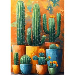 lot 72927 image: DIY Cactus Diamond Art Kit for Adults Beginners, Full Drill Plant Pots Diamond Painting Kits, 5D Flowers Painting by Numbers DIY Craft Kits for Home Wall Decor 12x16 inch - Retail $4