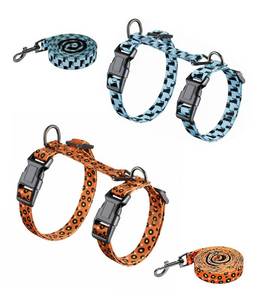lot 72931 image: 2-Pack Cat Harness and Leash Set, Escape Proof 3-in-1 Adjustable Harness for Cats, Soft Lightweight, Easy On & Control for Walking, Travel & Outdoor Use, Medium (Orange & Blue) - Retail $20