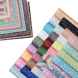 lot 72938 image: 30 Pieces 8x6 Inch Chunky Glitter Faux Leather Sheets and Fine Glitter Leather Sheets for Leather Bows and Earrings Making - Retail $16