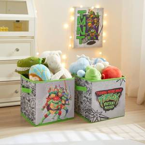 lot 72939 image: Teenage Mutant Ninja Turtles Mutant Mayhem Storage Cubes �� Set of 2 Collapsible Fabric Bins, 10x10 Inch - Kids Toy Organizer Baskets for Bedroom, Playroom, Closet �� TMNT Room Decor - Retail $13