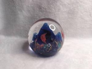 lot 2521 image: Art Glass Paperweight Sphere Ocean Design