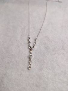 lot 3026 image: Silver-Tone Necklace with Faceted Crystal Pendant