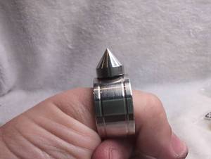 lot 3041 image: Large Spike Stud Ring Band with Cone Accent - new