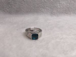lot 3045 image: Silver Ring with Blue Stone, Size 11 - new