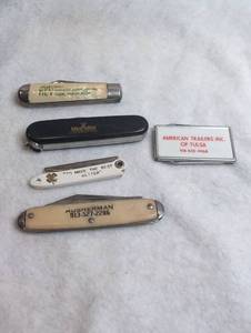 lot 3520 image: Lot of 4 Promotional Pocket Knives  Money Clip&nbsp