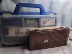 lot 4501 image: Fishing Tackle Box Lot with Lures, Bait Holders, Floats, and Hooks
