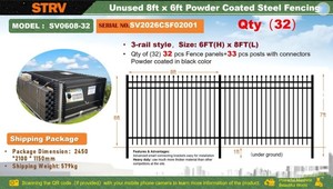 lot 16007 image: Starvox 8FT x 6FT Powder Coated Steel Fencing  SV0608-32