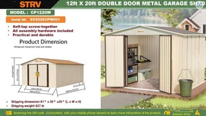 lot 16034 image: Starvox 12 FT x 20 FT Double Door Metal Garage Shed  CP1220W