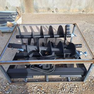 lot 2210 image: Unused JCT Skid Steer Hydraulic Auger Drive & Bit Package  QA Mount