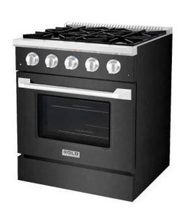 lot 526 image: Hallman 30 Inch Dual Fuel Range In Glossy Black, HDFR30GB - Retail $3,998
