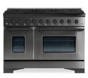 lot 521 image: Hallman 48 Inch Dual Fuel Range In Black Stainless, HDFR48BX - Retail $4,999