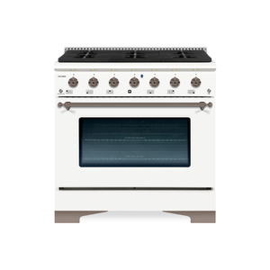 lot 525 image: Hallman 36 Inch Dual Fuel Range, White, HDFR36WT, (Comes In 2 Box) - Retail $5,099