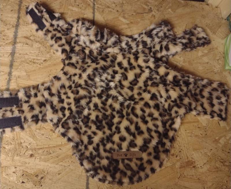 lot 301 image: Pet Life Brand Leopard Print Faux Fur Dog Coat
