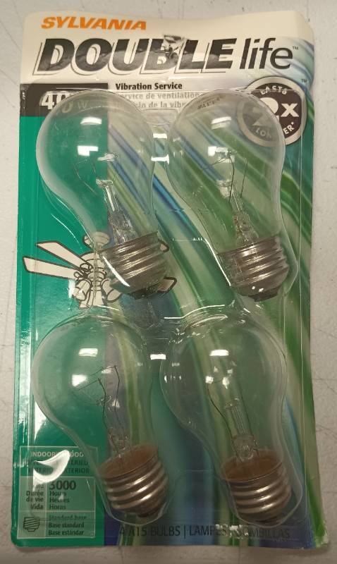 lot 351 image: DOUBLElife Clear Ceiling Fan A15 Screw Base Lamps 120V 40W 4 Pack