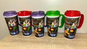 lot 4 image: Disney Parks Welcome Travel Mugs with Lids 5-Count Lot