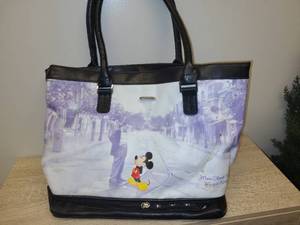 lot 18 image: Disney Mickey Mouse Main Street Magic Kingdom Tote Bag Black Handles