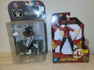 lot 27 image: 2 Action Figures Jamario Russell Oakland Raiders NFL McFarlane  Marvel Shang-Chi