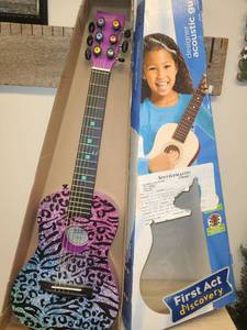 lot 59 image: First Act Discovery Acoustic Guitar Purple Leopard Print 12-String