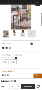 lot 72 image: Bar Height Barstools Brown Pub Height Brand new in boxes qty of 3