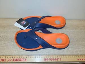 lot 80 image: NFL Team Flip Flops Orange Navy Blue Thong Sandals Size M