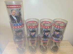 lot 109 image: Americas Anchorman By Day Two If By Tea Drinking Glasses Set of 5