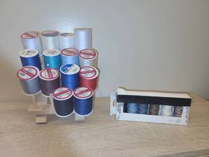 lot 115 image: Lot of 16 Spools Sewing Thread Multiple Colors and Weights