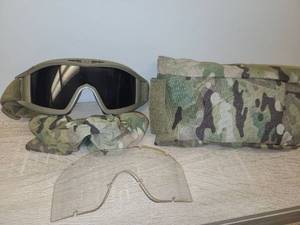 lot 117 image: Tactical Ballistic Goggles with Camouflage Straps and Clear Protective Lenses